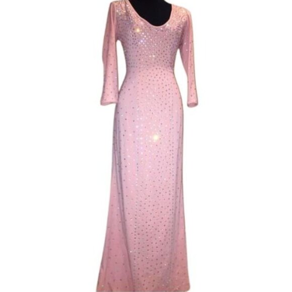 Blush - Crystal Embellished Evening Gown with Slit X401 main image 0